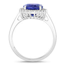 3.95 Carat Genuine Tanzanite and White Diamond 14K White Gold Ring-2