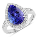 4.46 Carat Genuine Tanzanite and White Diamond 14K White Gold Ring-1