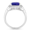 4.46 Carat Genuine Tanzanite and White Diamond 14K White Gold Ring-2