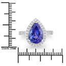 4.46 Carat Genuine Tanzanite and White Diamond 14K White Gold Ring-3