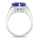 4.42 Carat Genuine Tanzanite and White Diamond 14K White Gold Ring-2