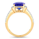 4.20 Carat Genuine Tanzanite and White Diamond 14K Yellow Gold Ring-2