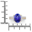 4.20 Carat Genuine Tanzanite and White Diamond 14K Yellow Gold Ring-3