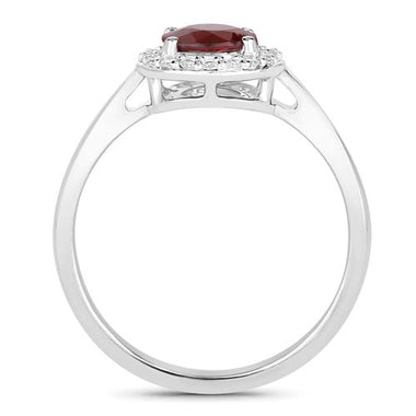 1.12 Carat Genuine Ruby and White Diamond 14K White Gold Ring - 0
