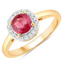 1.12 Carat Genuine Ruby and White Diamond 14K Yellow Gold Ring-1