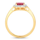 1.12 Carat Genuine Ruby and White Diamond 14K Yellow Gold Ring-2
