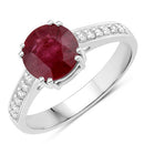 2.20 Carat Genuine Ruby and White Diamond 14K White Gold Ring-1