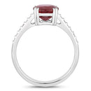 2.20 Carat Genuine Ruby and White Diamond 14K White Gold Ring-2