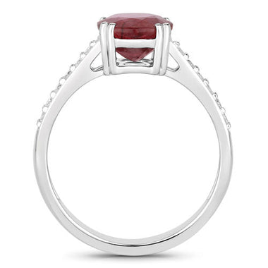 2.20 Carat Genuine Ruby and White Diamond 14K White Gold Ring - 0