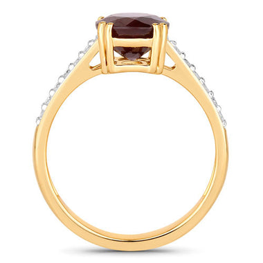 2.20 Carat Genuine Ruby and White Diamond 14K Yellow Gold Ring - 0