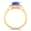 3.43 Carat Genuine Tanzanite and White Diamond 14K Yellow Gold Ring-2