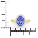 3.43 Carat Genuine Tanzanite and White Diamond 14K Yellow Gold Ring-3