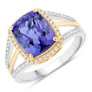 4.19 Carat Genuine Tanzanite and White Diamond 14K White Gold(Two-Tone) Ring-1