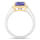4.19 Carat Genuine Tanzanite and White Diamond 14K White Gold(Two-Tone) Ring-2