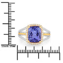 4.19 Carat Genuine Tanzanite and White Diamond 14K White Gold(Two-Tone) Ring-3