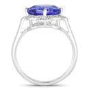 3.51 Carat Genuine Tanzanite and White Diamond 14K White Gold Ring-2
