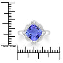 3.51 Carat Genuine Tanzanite and White Diamond 14K White Gold Ring-3