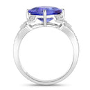 3.43 Carat Genuine Tanzanite and White Diamond 14K White Gold Ring-2
