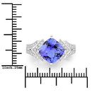 3.43 Carat Genuine Tanzanite and White Diamond 14K White Gold Ring-3
