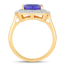 4.84 Carat Genuine Tanzanite and White Diamond 14K Yellow Gold Ring-2
