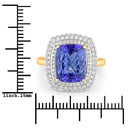 4.84 Carat Genuine Tanzanite and White Diamond 14K Yellow Gold Ring-3