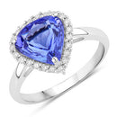2.60 Carat Genuine Tanzanite and White Diamond 14K White Gold Ring-1
