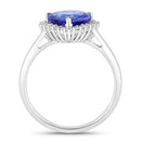 2.60 Carat Genuine Tanzanite and White Diamond 14K White Gold Ring-2