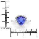 2.60 Carat Genuine Tanzanite and White Diamond 14K White Gold Ring-3