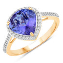 2.49 Carat Genuine Tanzanite and White Diamond 14K Yellow Gold Ring-1