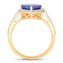 2.49 Carat Genuine Tanzanite and White Diamond 14K Yellow Gold Ring-2