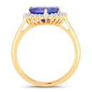 2.68 Carat Genuine Tanzanite and White Diamond 14K Yellow Gold Ring-2