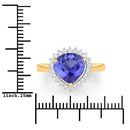 2.68 Carat Genuine Tanzanite and White Diamond 14K Yellow Gold Ring-3