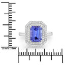 3.32 Carat Genuine Tanzanite and White Diamond 14K White Gold Ring-3