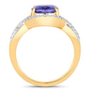 3.56 Carat Genuine Tanzanite and White Diamond 14K Yellow Gold Ring-2
