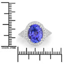 3.97 Carat Genuine Tanzanite and White Diamond 14K White Gold Ring-3