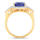 4.13 Carat Genuine Tanzanite and White Diamond 14K Yellow Gold Ring-2