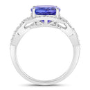 4.54 Carat Genuine Tanzanite and White Diamond 14K White Gold Ring-2