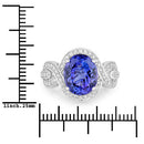 4.54 Carat Genuine Tanzanite and White Diamond 14K White Gold Ring-3
