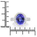 4.02 Carat Genuine Tanzanite and White Diamond 14K Yellow Gold Ring-3
