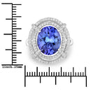 5.17 Carat Genuine Tanzanite and White Diamond 14K White Gold Ring-3