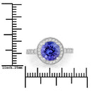 3.21 Carat Genuine Tanzanite and White Diamond 14K White Gold Ring-3
