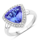 3.23 Carat Genuine Tanzanite and White Diamond 14K White Gold Ring-1