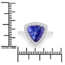 3.23 Carat Genuine Tanzanite and White Diamond 14K White Gold Ring-3