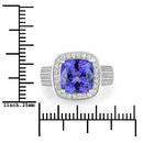 5.59 Carat Genuine Tanzanite and White Diamond 14K White Gold Ring-3