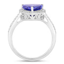 2.57 Carat Genuine Tanzanite and White Diamond 14K White Gold Ring-2