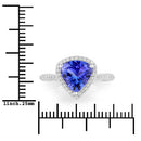 2.57 Carat Genuine Tanzanite and White Diamond 14K White Gold Ring-3