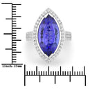 5.57 Carat Genuine Tanzanite and White Diamond 14K White Gold Ring-3
