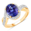 2.79 Carat Genuine Tanzanite and White Diamond 14K Yellow Gold Ring-1