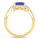 2.79 Carat Genuine Tanzanite and White Diamond 14K Yellow Gold Ring-2