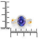 2.79 Carat Genuine Tanzanite and White Diamond 14K Yellow Gold Ring-3